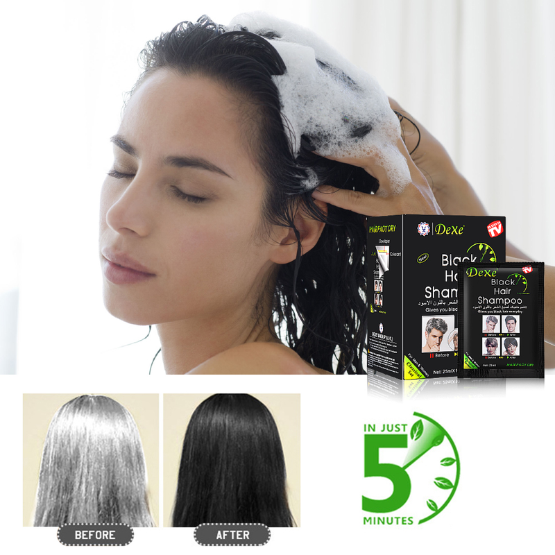 10 Stücke 25ml 5 Minuten Farbstoff Io Herb Natürliches schnelleres schwarzes Haar wiederherstellen Colora Shampoo_voghion.com