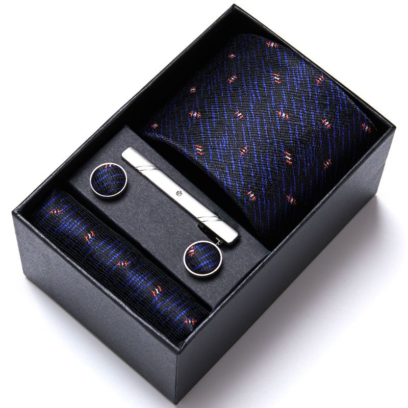 Men's Business Six-Piece Set Polyester Silk Jacquard Solid Color Tie Necktie Custom_voghion.com
