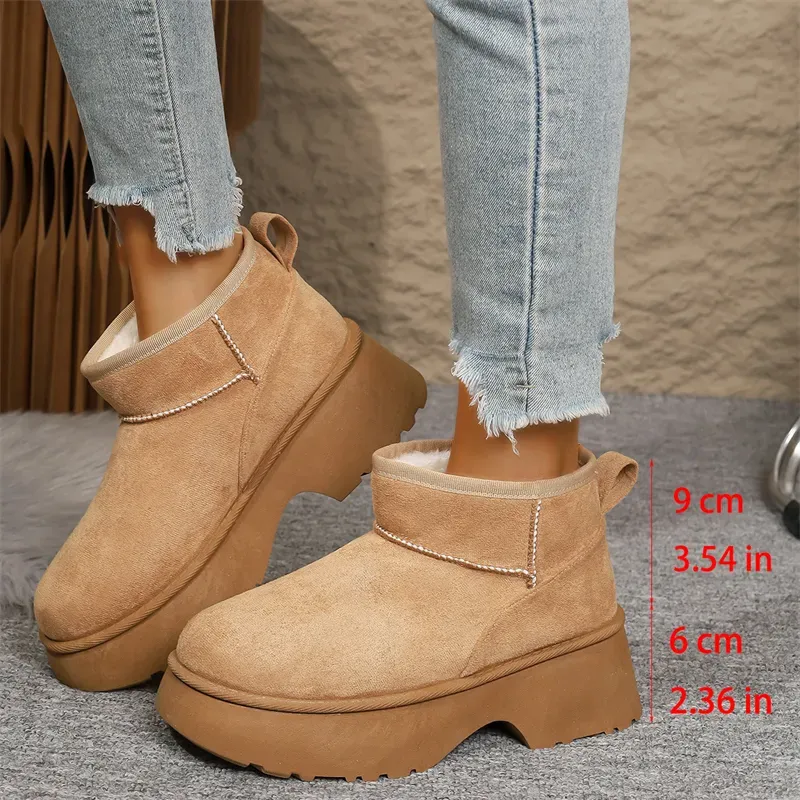 Chaussures en coton pour femme, chaudes et tendance, bottes de neige noires décontractées, livraison gratuite._voghion.com