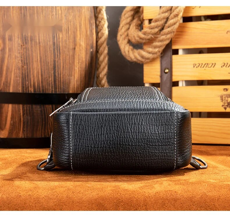 Malunte Large Capacity Genuine Leather Shoulder Car Sewn Men's Crossbody Chest Bag_voghion.com