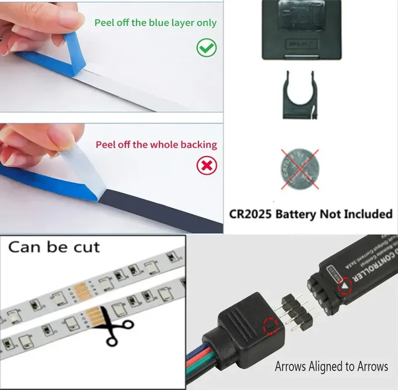 Tira de luces LED USB con control por aplicación que cambia de color, luz LED RGB 5050, cinta flexible para decoración de habitaciones, diodo de retroiluminación de TV_voghion.com