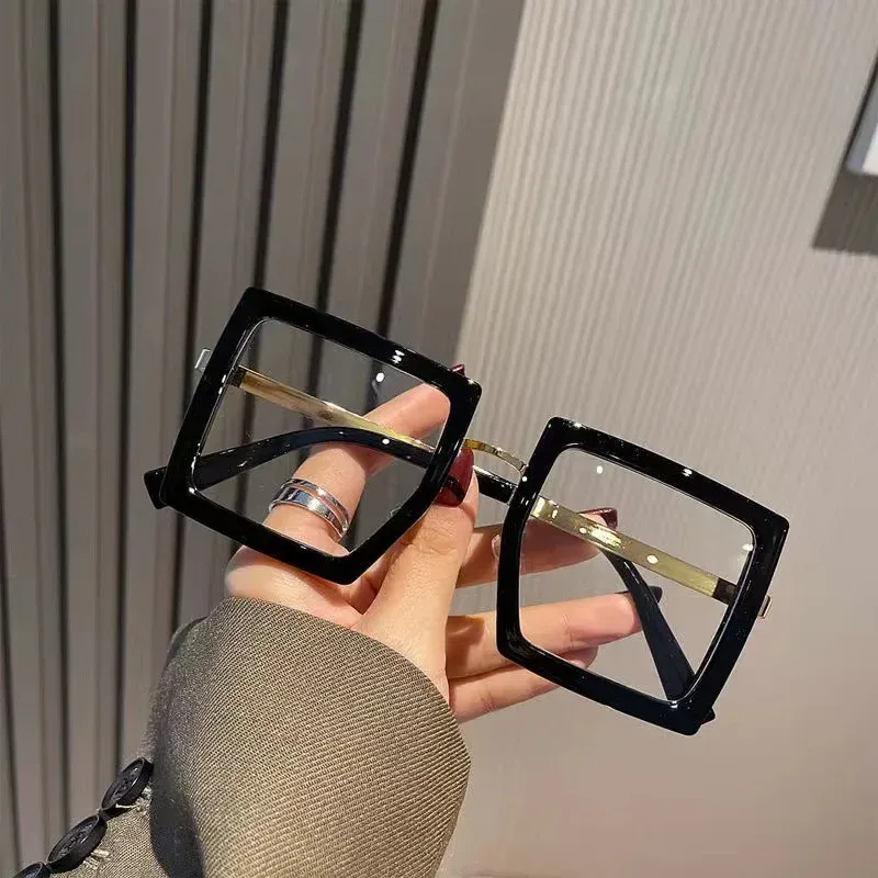 Lunettes d'ordinateur rétro surdimensionnées pour femmes, nouveau Style de grande myopie, blocage de la lumière bleue, monture carrée, lunettes de vue courtes_voghion.com