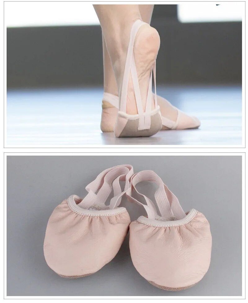 Großhandelsqualität Low MOQ Rosa Frauen Mädchen Leder Stretch Canvas Halb Rhythmische Gymnastikschuhe_voghion.com