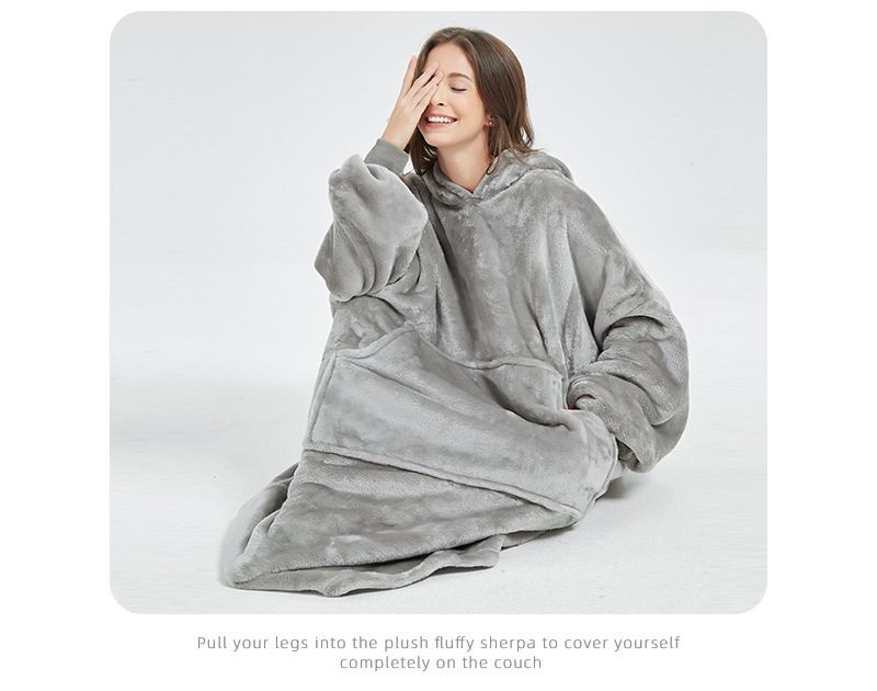 Women's Long home clothes hot sale double sided flannel nightgown women autumn and winter wearable lazy TV blanket_voghion.com