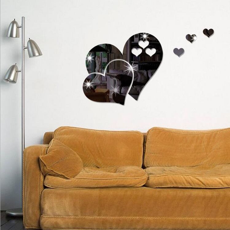 Home acrylic 3D self-adhesive Love mirror sticker DIY decorative painting background wall_voghion.com