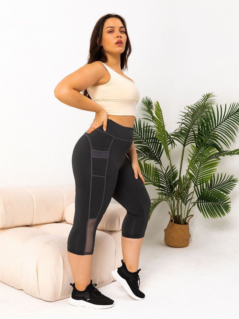 Pocket Large Size Yoga Pants Women's Buttocks Breathable Yoga Clothes Tight Shaping High Waist Sports Bottoming Fitness Pants_voghion.com