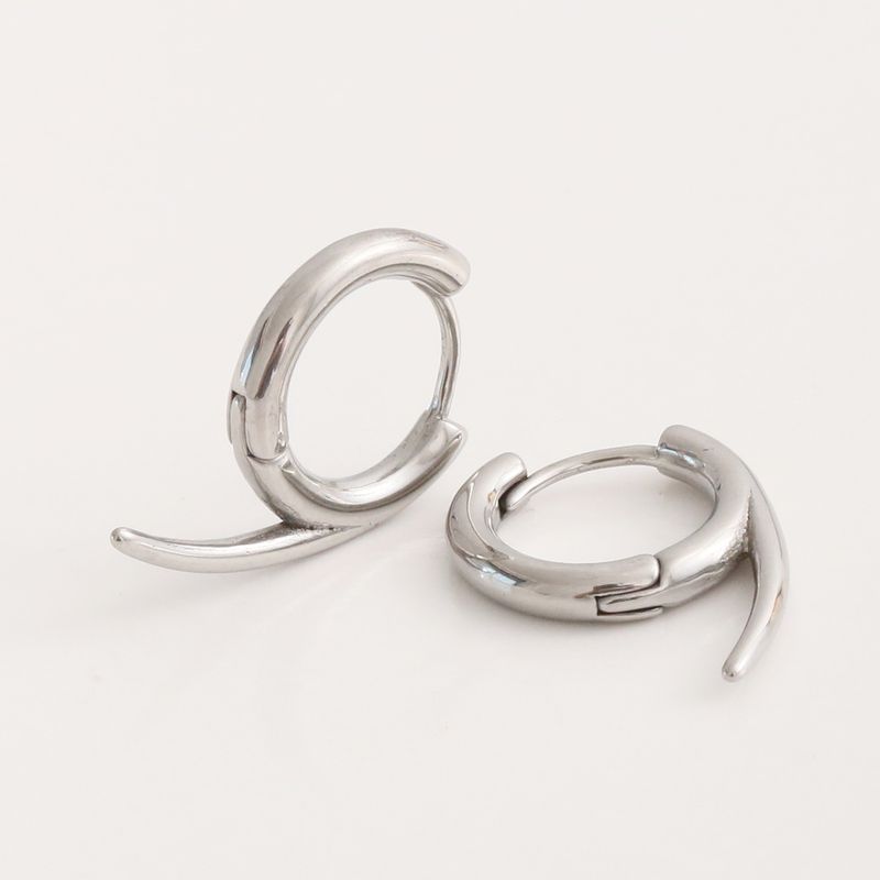 PS1197 Stainless Steel Cast Hoop Earrings Personality Hip-Hop Trendy Matte Color Ear Cuffs Unisex_voghion.com
