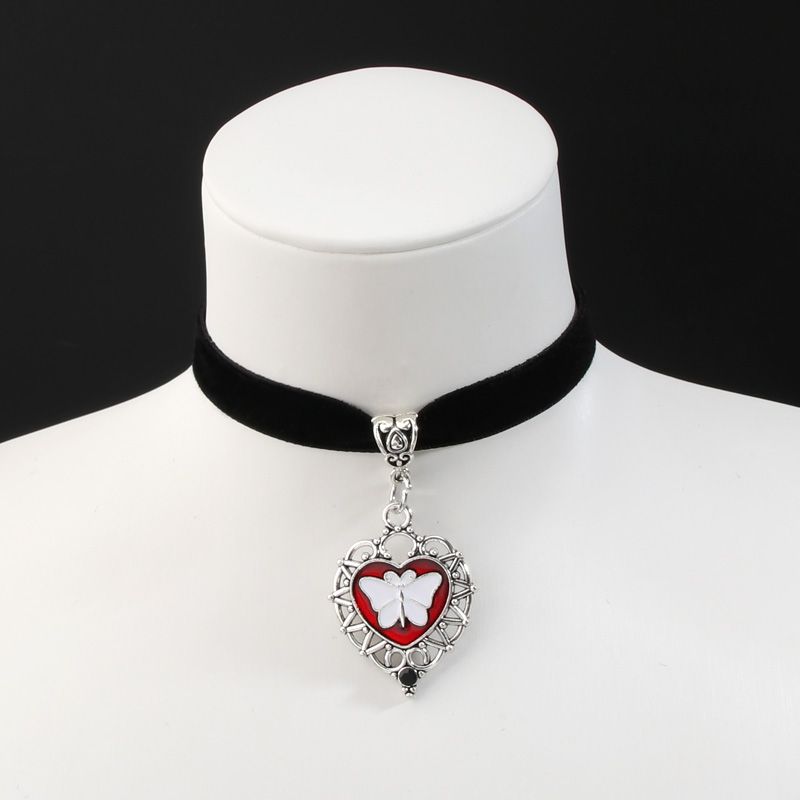 Mode Gotisk Mörk Fjäril Hjärta Pil Hänge Chokers Halsband Punk Rosenöga Veet Halsband För Alternativ Flicka Mystisk_voghion.com