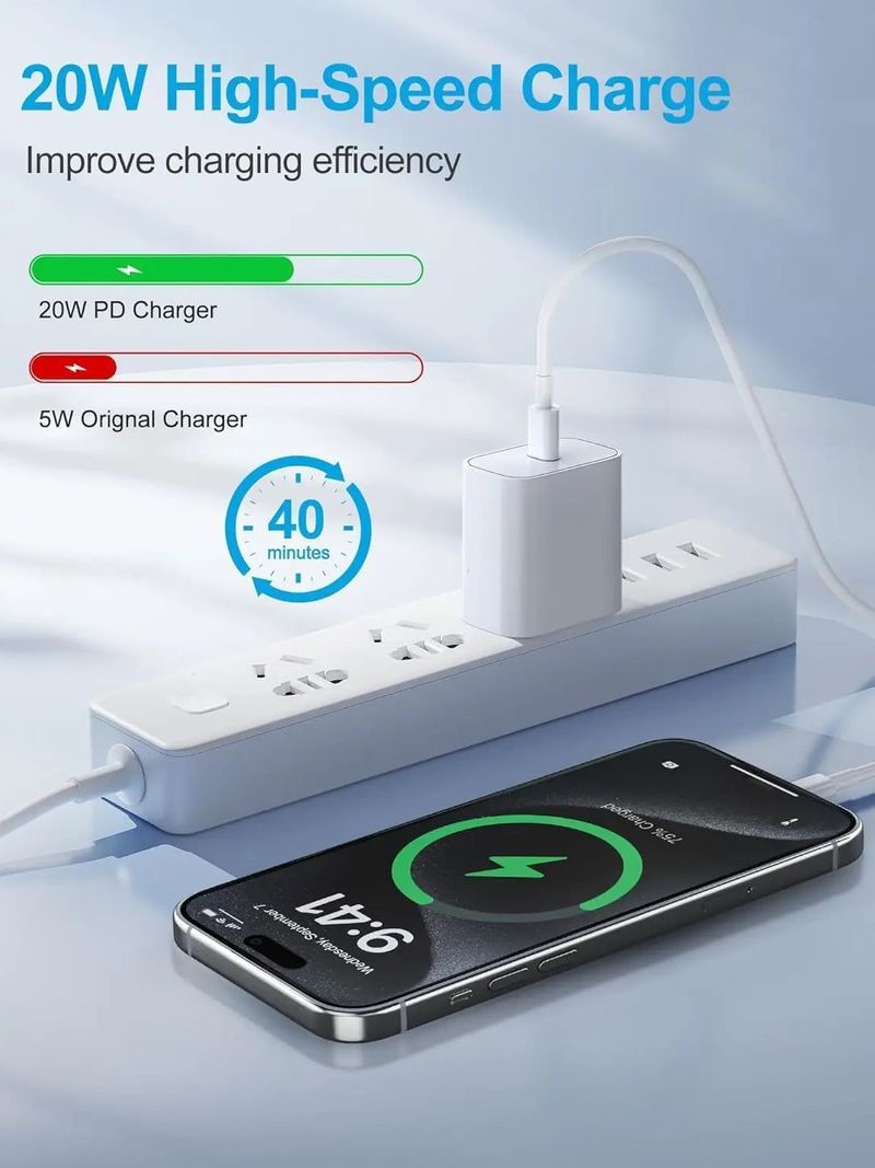 20W Fast Charger For IPhone16 15 Charging Charger,For IPad Fast Charging Wall Charger With 6FT USB To C Cable_voghion.com