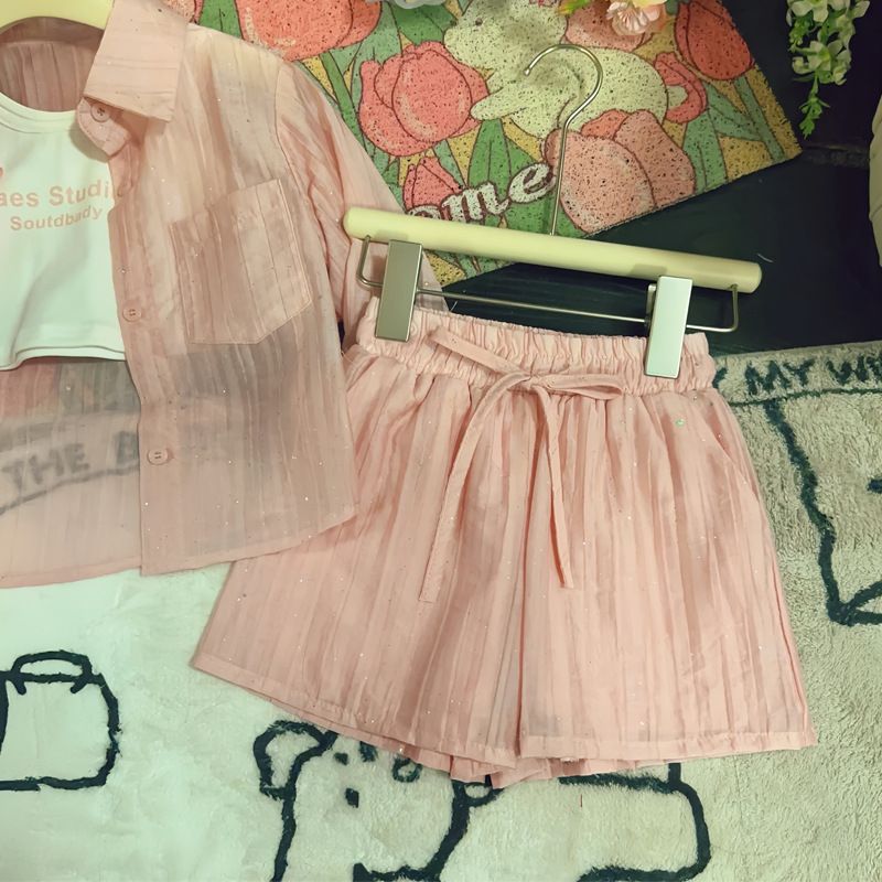 Mother&Kids Casual shirt kinderjurk + Engels vest glittershort Familiejurk Moeder- en dochterjurk moeder- en kindjurk_voghion.com
