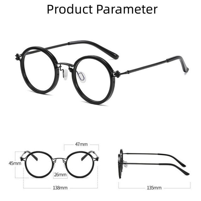 Lesebrille Herren Luxus Runder Rahmen Lupenbrille Klare Linse Anti Blaulicht Brille Männer Frauen Metall Lesebrille Neu_voghion.com