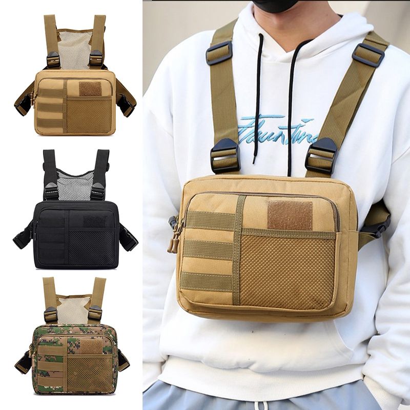 Taktikweste Streetwear Funktionalität Brusttasche Mode Tragbare Multifunktionale Mehrere Taschen Wasserdicht zum Laufen_voghion.com