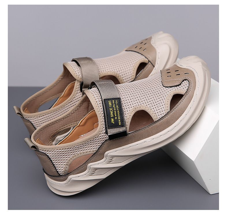 Sandali del produttore da uomo, estivi, nuovi, casual, scarpe da spiaggia, scarpe in rete, scarpe con fori, grandi dimensioni_voghion.com