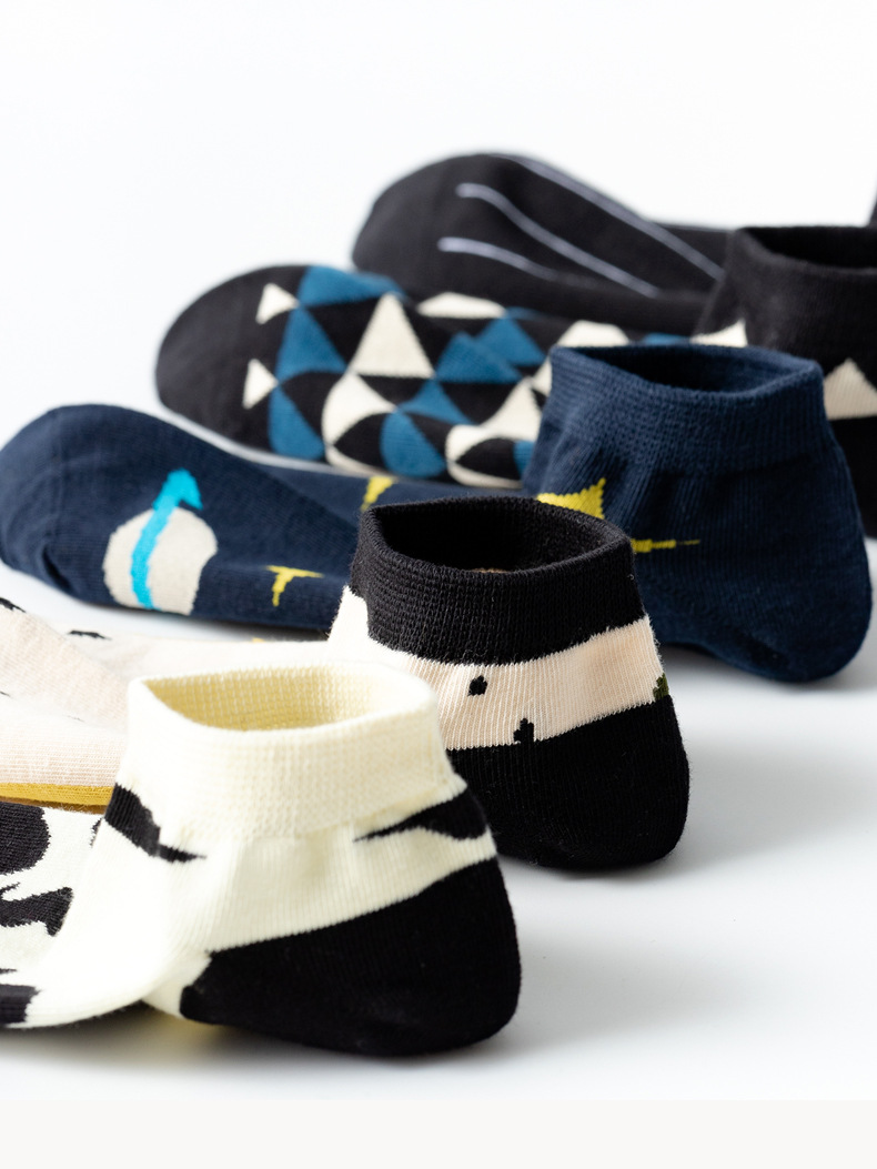 5 Stück einteilige, auf Karten montierte Marken-Bootssocken für Frauen, trendige Internet-Promi-Socken für Männer, Bootssocken für Frühling und Sommer, flache Öffnung_voghion.com