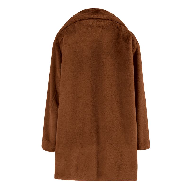 Women's Mid-length Solid Color Loose Plush Coat Imitation Fur Coat_voghion.com