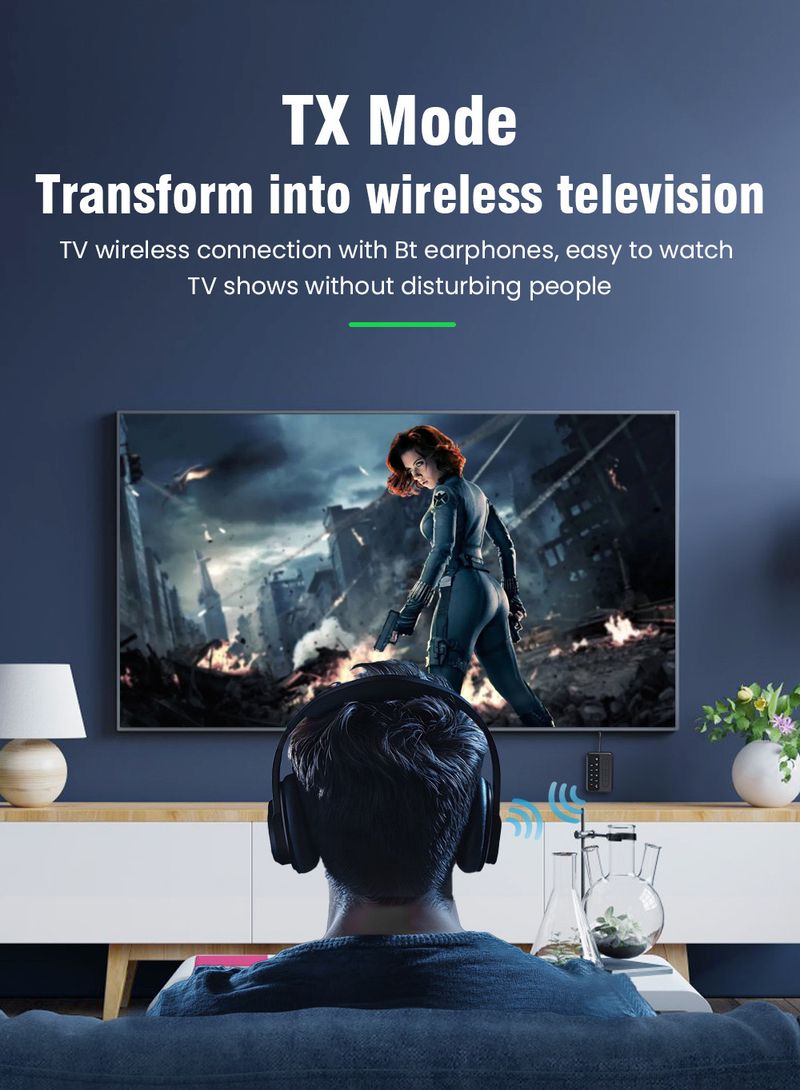 Qualcomm QCC5.4 Adapter Bluetooth Receiver Transmitter 2-in-1 TV Computer One-to-Two AptX Airplane_voghion.com
