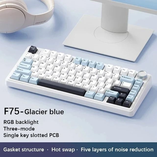 AULA Tarantula F75 Özel Mekanik Klavye Conta Yapısı Tam Tuş Sıcak Değiştirme Kablosuz Üç Modlu Bluetooth MAX_voghion.com
