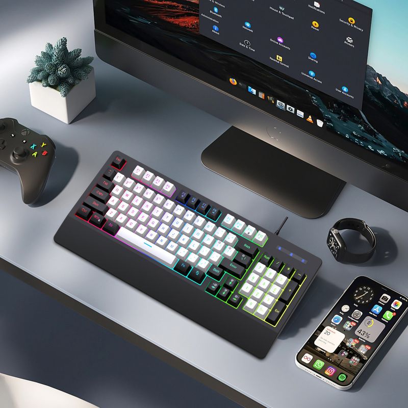 2023 Nytt 93 Tynnfilm Kablet RGB Glow Game Keyboard ABS Dual Color Injection Molding Keycap Multi Key Conflict Free_voghion.com