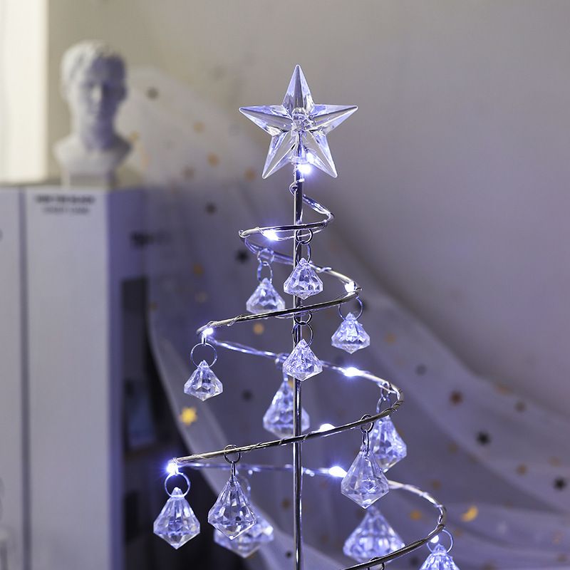 Karácsonyi díszek ajándékbevonat kovácsoltvas fa LED világító kristály karácsonyfa kristály asztali díszek éjszakai fény_voghion.com