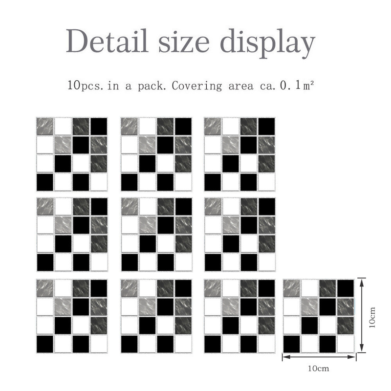 MSC077-0923D Mosaik Krystal Flise Klistermærke Glas Tile DIY Vandtæt selvklæbende vægklistermærke_voghion.com