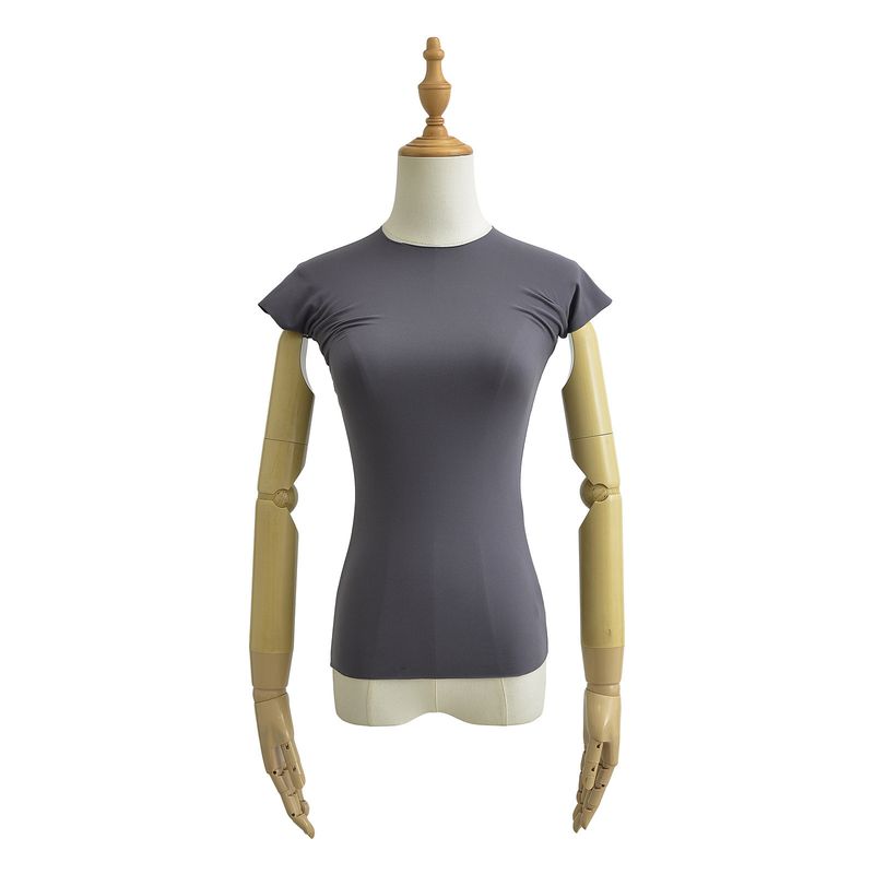 Maglietta sexy tinta unita con base spazzolata, nuova maglietta estiva a maniche corte per yoga e fitness, top elastico aderente_voghion.com