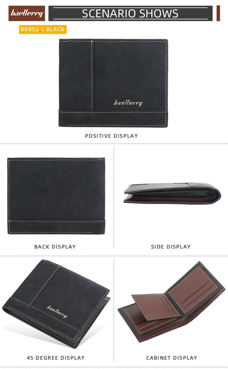 baellerry Wallet Men's Short Korean-style Multi-card Open Horizontal Wallet Youth Simple Thin Wallet_voghion.com