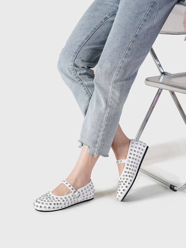 Scarpe da ballo con fibbia in strass a testa tonda per donna, scarpe singole Mary Jane complete, scarpe da ballo_voghion.com