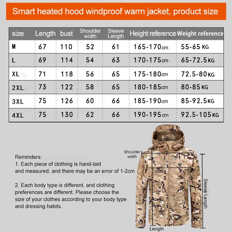 2023 Verwarmde jas Vrouw 7 Gebied USB Elektrische Winter Verwarming Jas Gewassen Warme Kleding Jas Man Wandelen Camping Jas_voghion.com