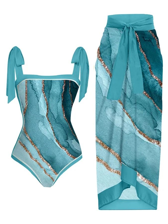 Abbigliamento da donna Nuovo costume da bagno da donna con stampa multicolore, personalità, moda, vita alta, bikini set_voghion.com