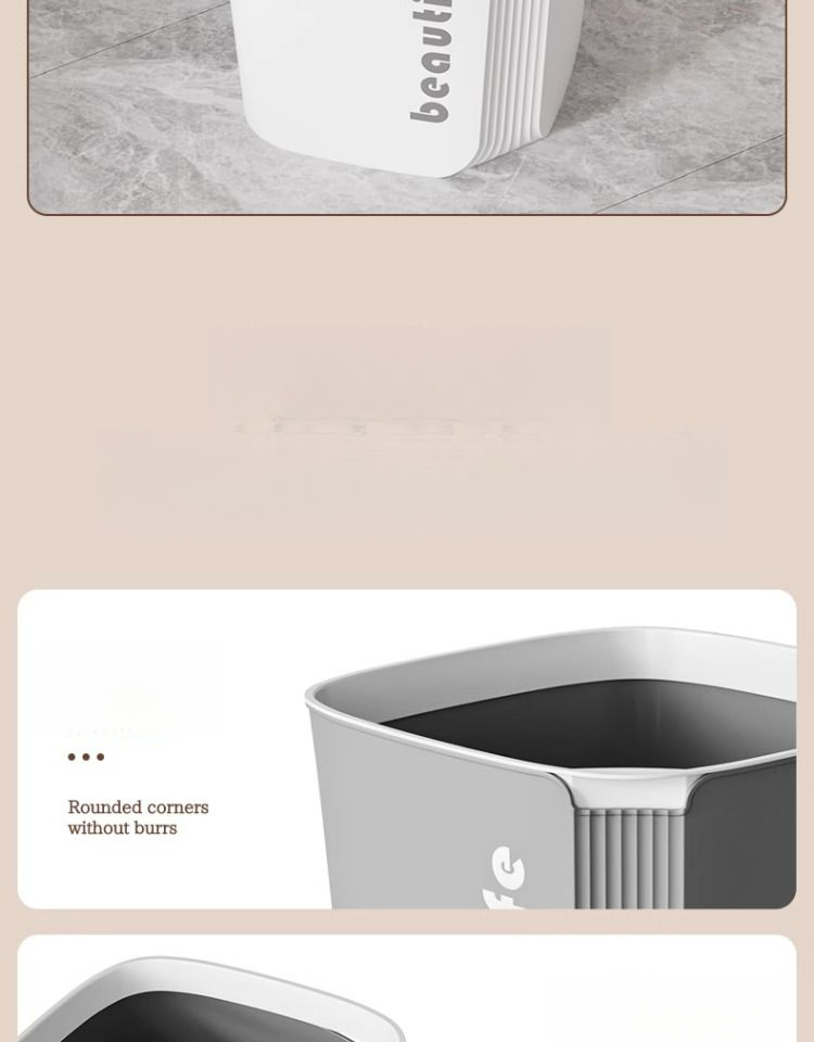 Cestino per la spazzatura quadrato color-block nordico per uso domestico, grande capacità, senza coperchio, con anello di pressione, per camera da letto, bagno e cucina_voghion.com