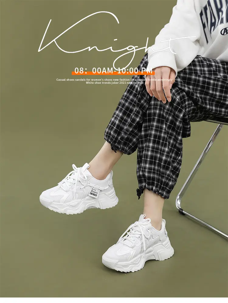 Lässige Plateau-Laufschuhe zum Schnüren für Damen, modische klobige Turnschuhe aus Kunstleder, Damenschuhe_voghion.com