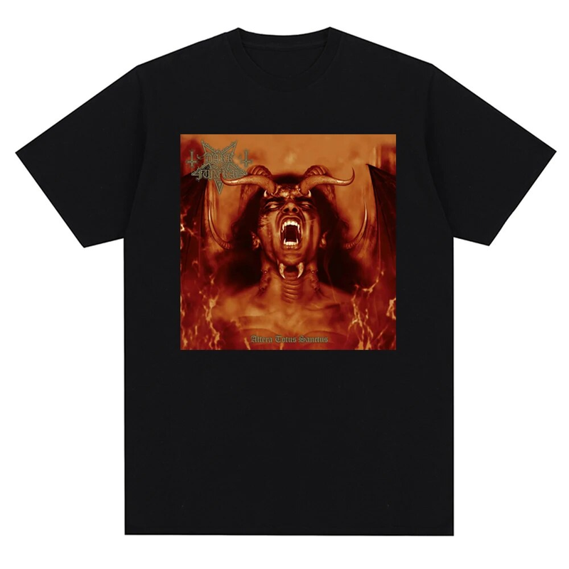 Kurzarm-T-Shirts für Herren und Damen im klassischen Dark Funeral Vintage-Stil aus reiner Baumwolle mit schwarzem Metal-Band-Print, bequeme Oberteile mit Rundhalsausschnitt_voghion.com