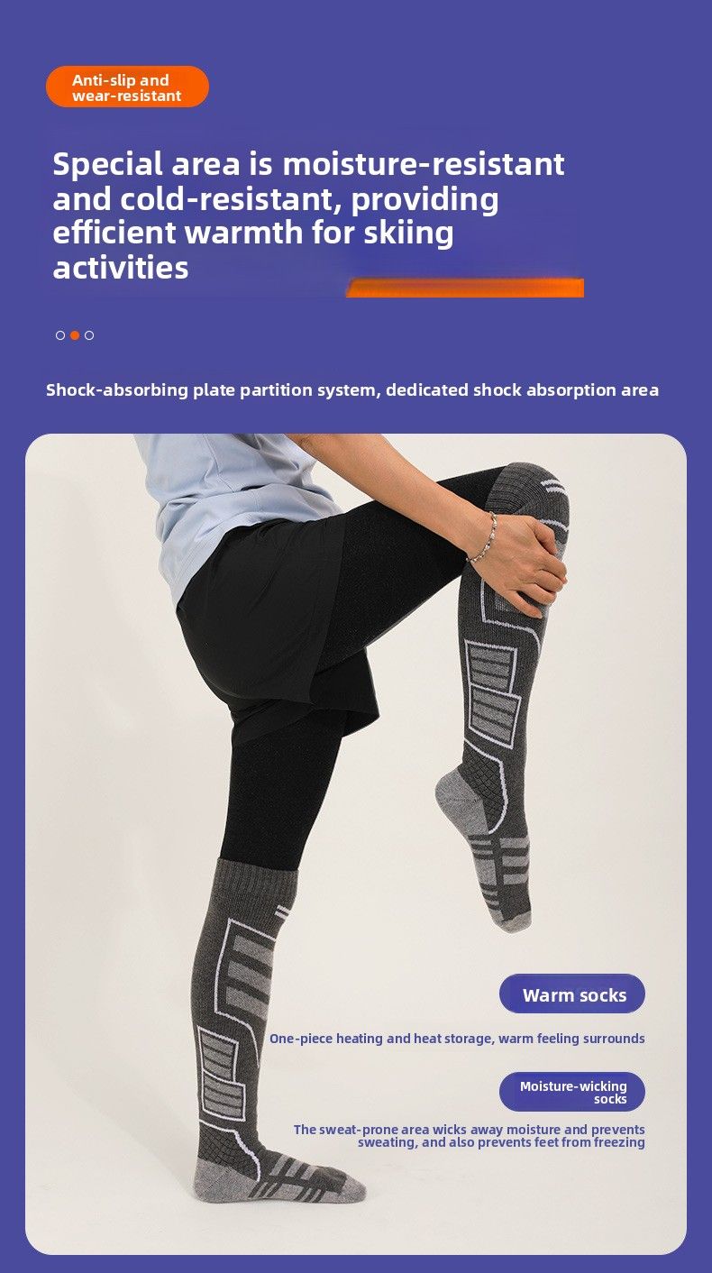 Autumn Winter Thickened Thermal Quick-Dry Merino Wool Long Tube Snow Non-Slip Wear-Resistant Ski Socks_voghion.com