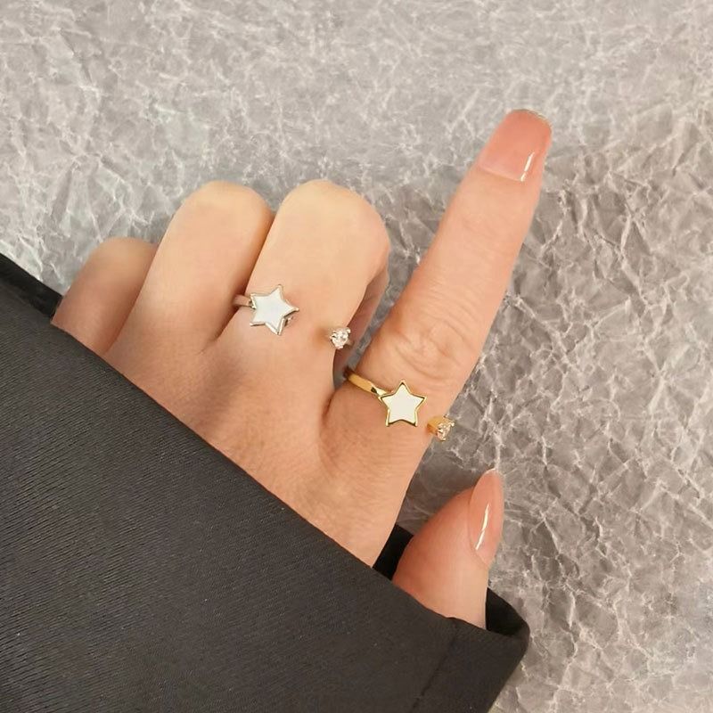 Mode Kolmnsta Rotierender Stern Einstellbare Angst Relief Öffnung Ringe Für Frauen Mädchen Dazzg Zirkonia Ring Party Schmuck Geschenk_voghion.com