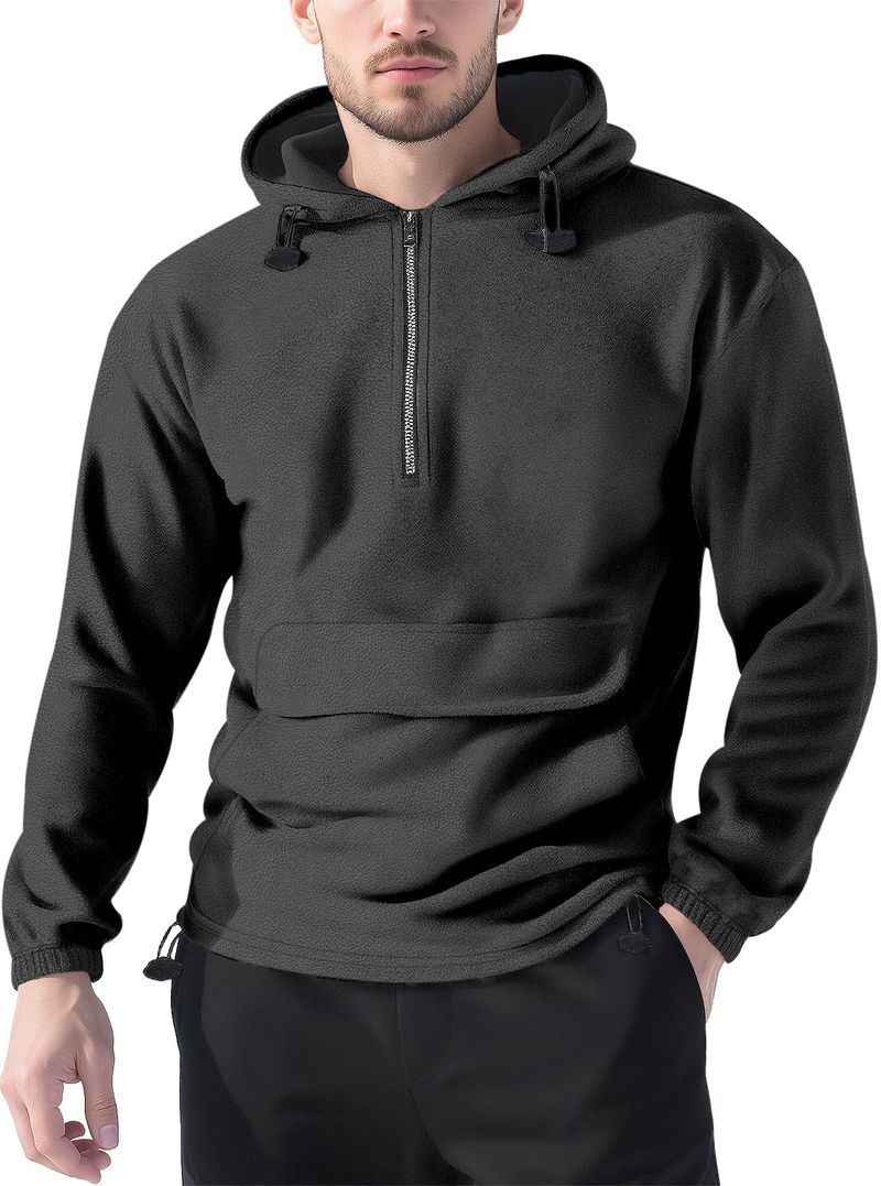 Felpa con cappuccio in pile spesso da uomo, casual, autunnale e invernale, da uomo_voghion.com