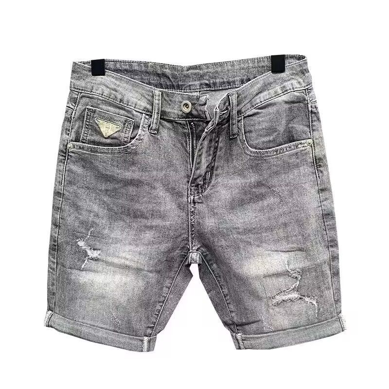 Men's Clothing Distressed Denim Shorts - Trendy Loose Straight Cut Casual Ripped Jeans Shorts With Heavy Washed Effect, Streetwear Fashion For Summer_voghion.com