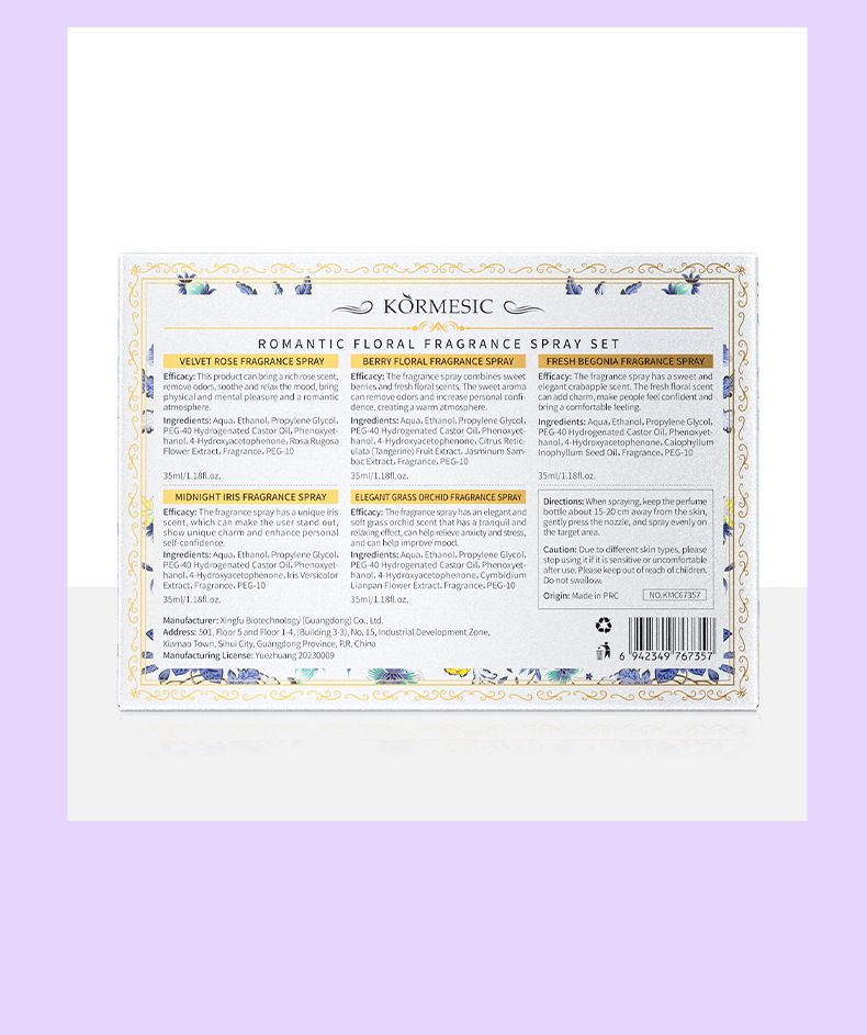 KORMESIC Romantic Floral Fragrance Spray Kit 35ml+35ml+35ml+35ml+35ml_voghion.com