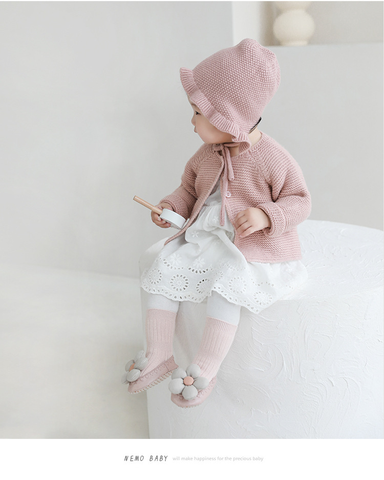 Scarpe e calzini da pavimento per bambini Scarpe autunnali e invernali con fiori carini con suola in pelle Scarpe da calzino per bambini da principessa per bambini_voghion.com