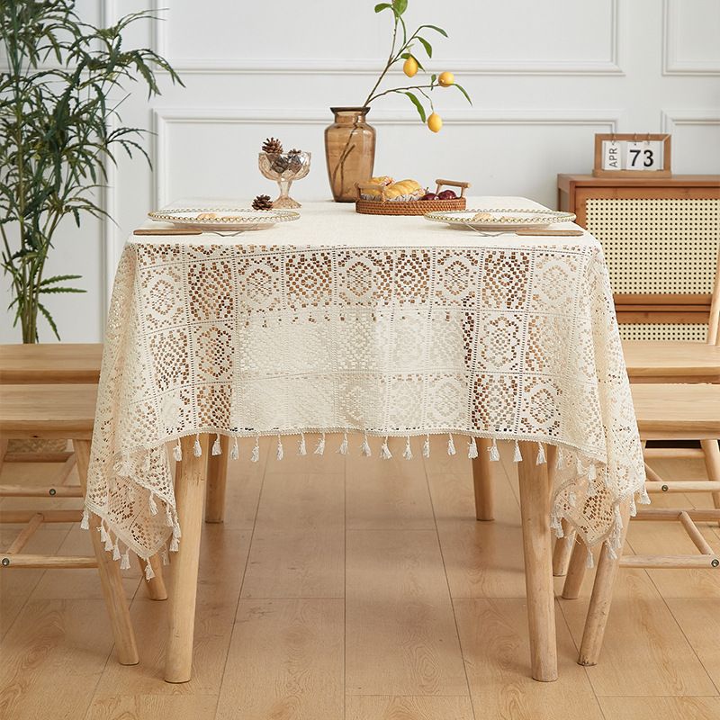 Nappe de style rétro, nappe rectangulaire de haute qualité, décoration d'ambiance tricotée_voghion.com