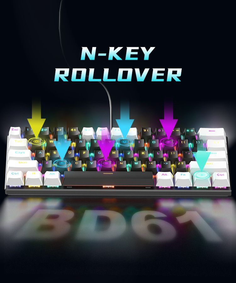 Real Mechanical BD61 Blue Red Axis Double Color Matching RGB Hot Swap Gaming Wired Keyboard Cross-Border In Stock_voghion.com