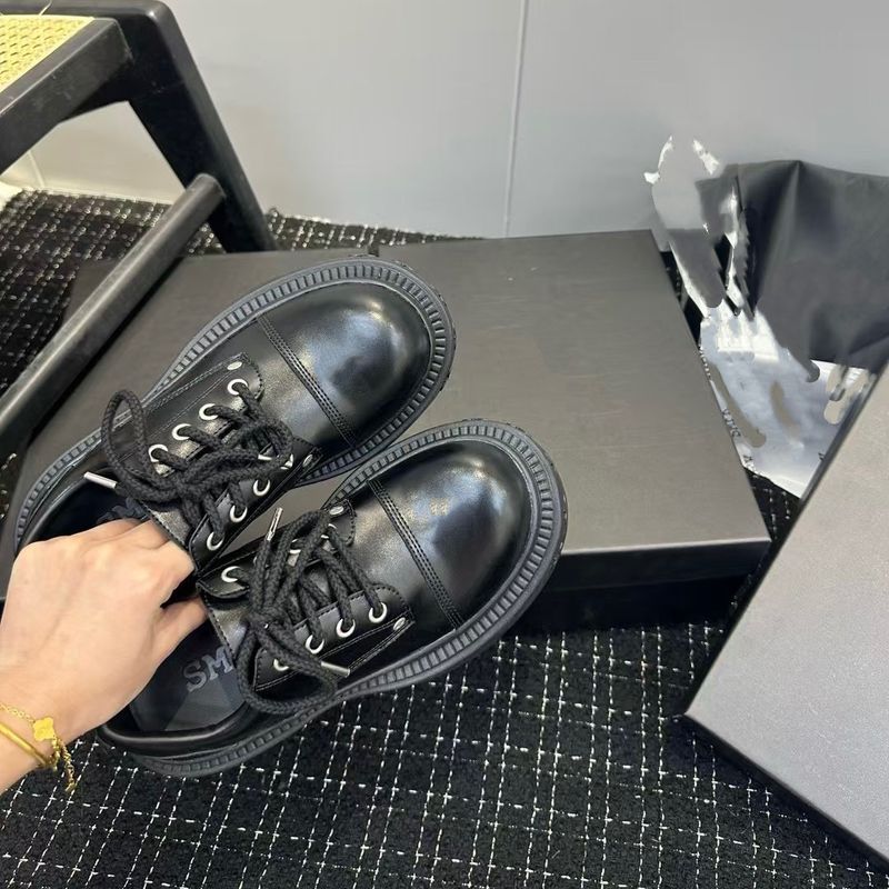 Cross Flower Plate Top New Low-Top Rindsleder Canvas Dicke Sohle Höhenvergrößernde Schnürung Lässiger Farbblock-Chunk_voghion.com