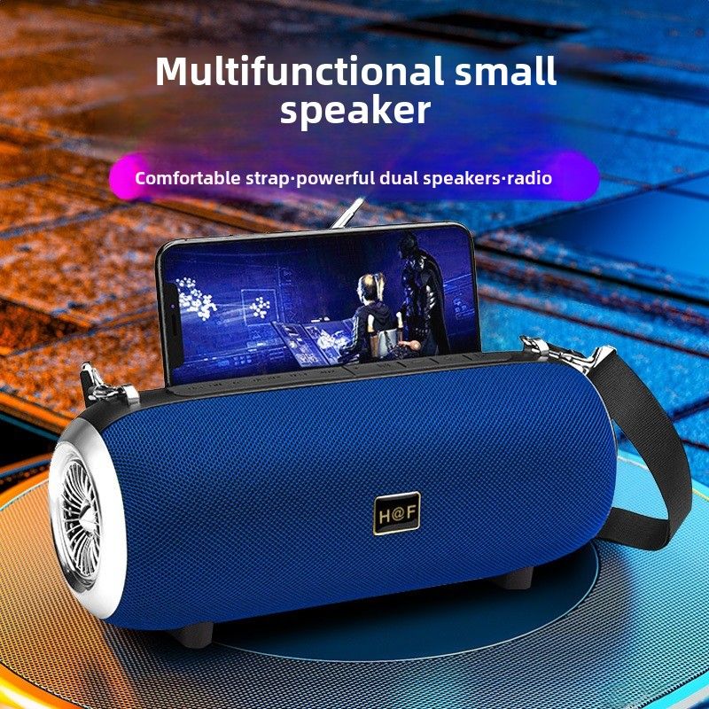 Haut-parleur Bluetooth à double haut-parleur, haut-parleur portable d'extérieur à volume élevé, sangle en tissu, radio audio haute puissance, machine tout-en-un_voghion.com