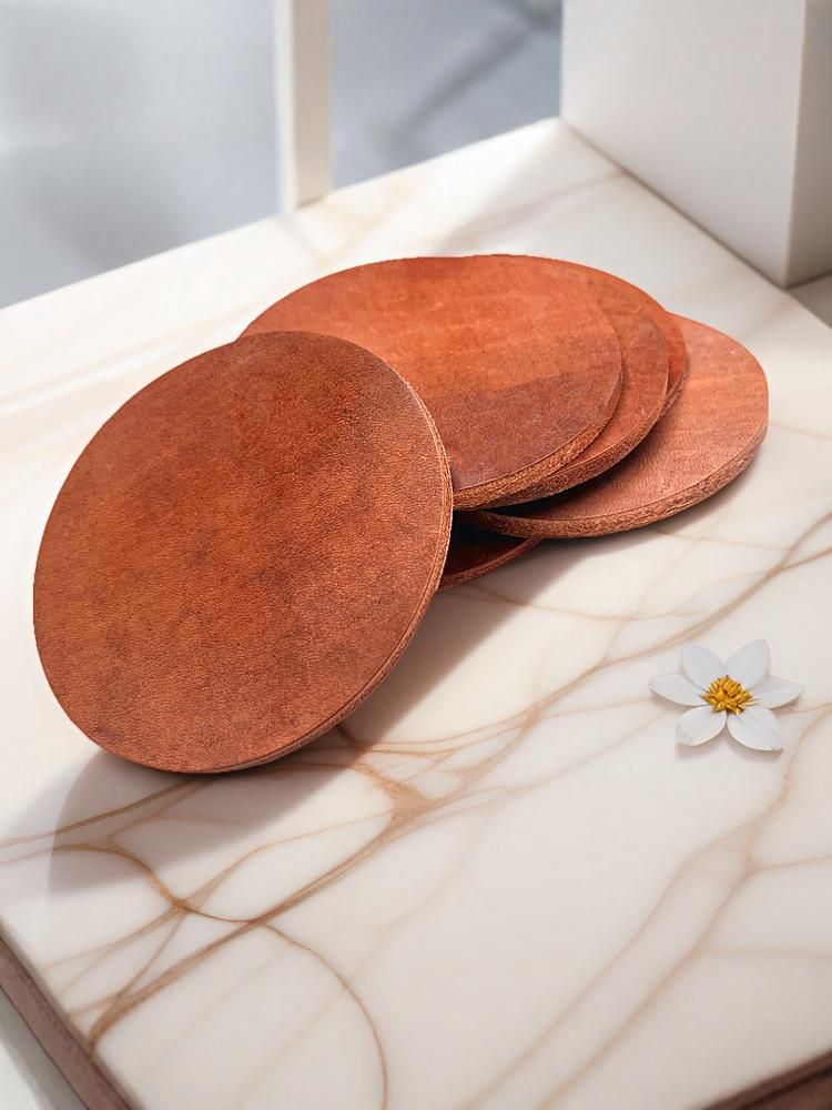 Unbeatable Quality Thickene Stiff Vegetable Tanning Leather Coaster Top Layer Cowhie Heat Proof Mat Office Home Non-Slip Tea Cup Mouse_voghion.com
