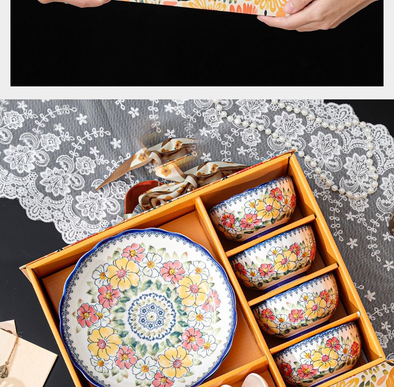 Keramikgeschirr-Set, Haushalts-Einweihungsgeschenk, Schüsseln und Teller-Set, Business-Event-Geschenk_voghion.com