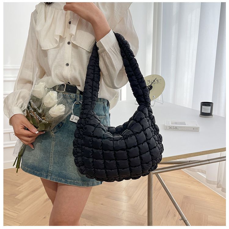 Borsa a tracolla elegante da donna con design antirughe, tessuto Oxford leggero, chiusura con cerniera, dimensioni medie per l'uso quotidiano, borsa Macaron Cloud_voghion.com