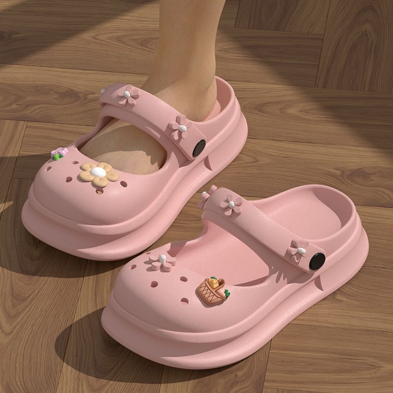 Sandali Netizen Girl Heart con foro a fiore piccolo Sandali estivi femminili per interni antiscivolo con suola morbida Pantofole fresche_voghion.com
