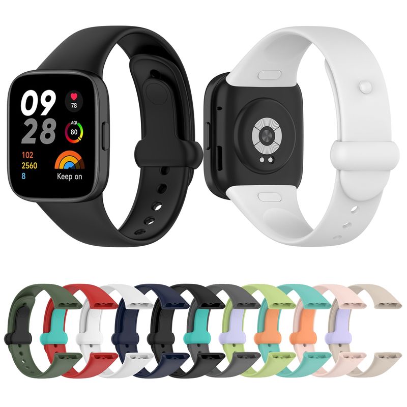Redmi Watch 3 Tırnak Düğmeli Silikon Saat Kayışı (Siyah) için_voghion.com