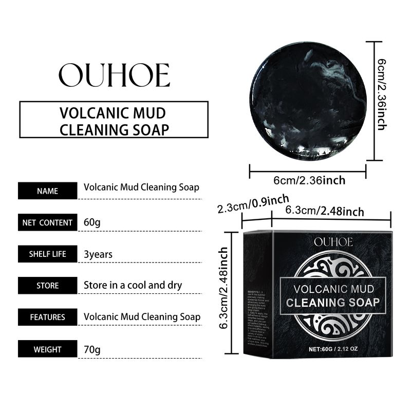 OUHOE Volcanic Mud Cleansing Soap Cleansing Blackhead Acne, Deep Cleansing Of Facial Pores, Moisturizing And Rejuvenating Care_voghion.com