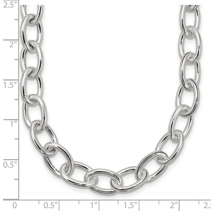 Sterling Silver Open Link Cable 8.50mm Necklace_voghion.com