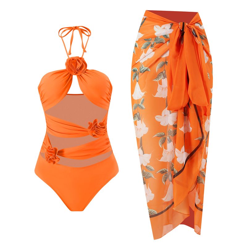 Maillot de bain trois pièces haute couture pour femme avec jupe portefeuille, ensemble de maillot de bain rétro sexy_voghion.com